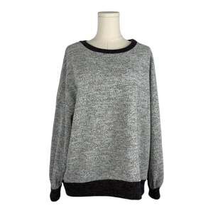 Haptics Gray Contrast Trim Marled Knit Pullover Sweater Medium
